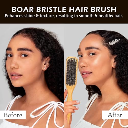 Slick Back Hair Brush & Wax Stick Set for Slick Back Hair (Bristle Brush & Wax Stick-2pcs)