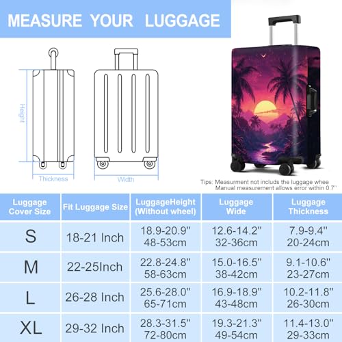 Coconut Trees Luggage Cover Washable Suitcase Protector Anti (Coconut trees / L(28-30inch suitcase))