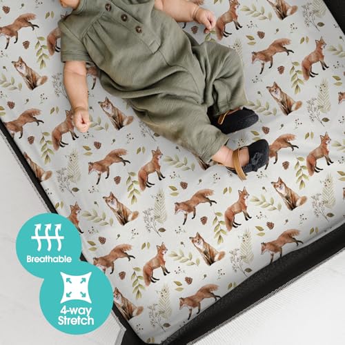 Pack n Play Sheets (Fox&foliage / 38X26 Inch)