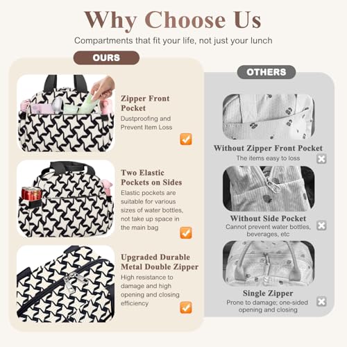 Lunch Bag Lunch Box for Women (B-B-Corduroy Stars / Medium - 10L)