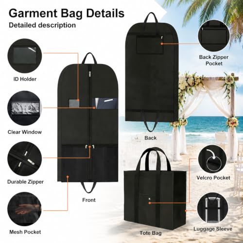 54in Interview Suit Bag and Travel Dress Bag for Formal Wear 2 Pack (54inch garment bag 2 pack)