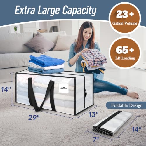 12 Pack Extra Heavy Duty Large Moving Bags Strong Zipper (Semi-Transparent / 12 Pack)