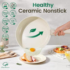 Ceramic Cookware Set Non Toxic with Detachable Handles (Cream White)