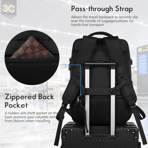 Carry On Backpack for Women (17.3 inch / Black Zipper)