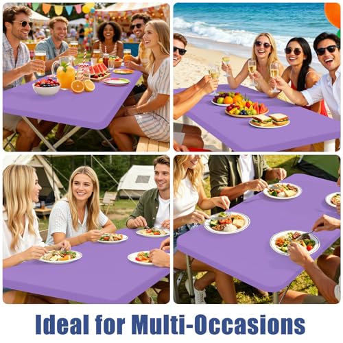 2 Pack Rectangle Spandex Fitted Table Cloth (Lavender Purple / 48" x 24" (Rectangular))