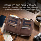 Full Grain Leather Family Passport Holder for 4 Passports (Dark Brown)