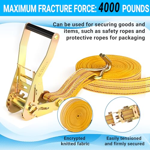 2Pack Ratchet Straps Heavy Duty (2PCS-Yelloe)