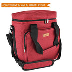 Insulated Wine Carrier 6 bottle Bag Tote Removable Padded Divider (6-bottle / 6-Red)