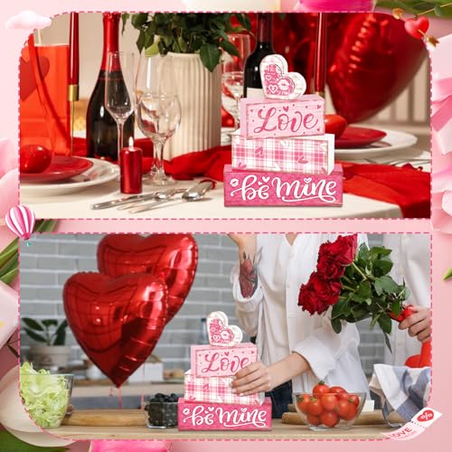 Tiered Tray Decor Set (Pink Love Plaid)