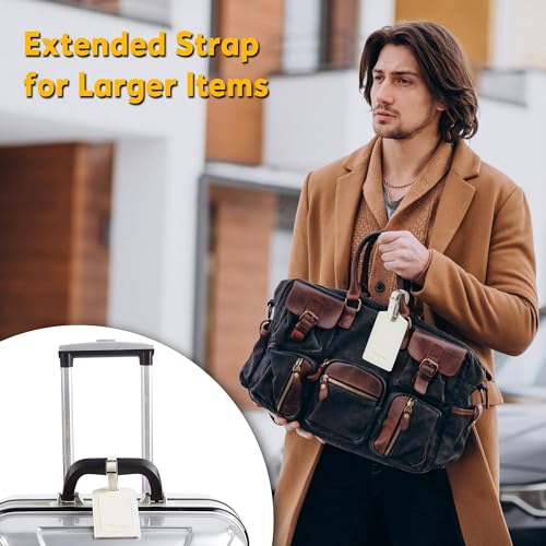 30 Pack Leather Luggage Tags for Suitcases Travel Tags (Ivory)