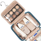 Travel Toiletry Bag for Women Hanging Organizer Makeup Case Pockets (Lake-Blue / Medium)