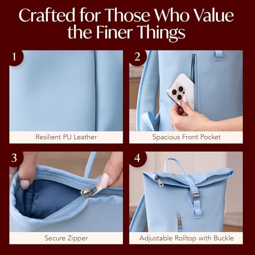 Two Bottle Rolltop Wine Tote Bag (Light Blue)