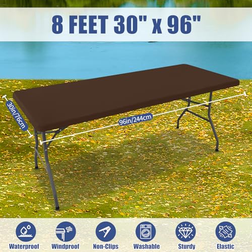 2 Pack Rectangle Spandex Fitted Table Cloth (Coffee / 96" x 30" (Rectangular))