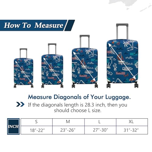 Travel Luggage Cover Suitcase Protector Fits 18 (Hawaii Beach / S)