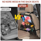 Backseat Car Organizer with Tablet Charging Port for Kids Travel (Black)