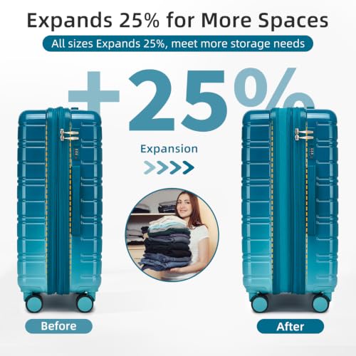 Luggage Sets 4 Piece (Turbo Teal 20-28-Inch / 4 Piece Set (20/28/DB/TB))