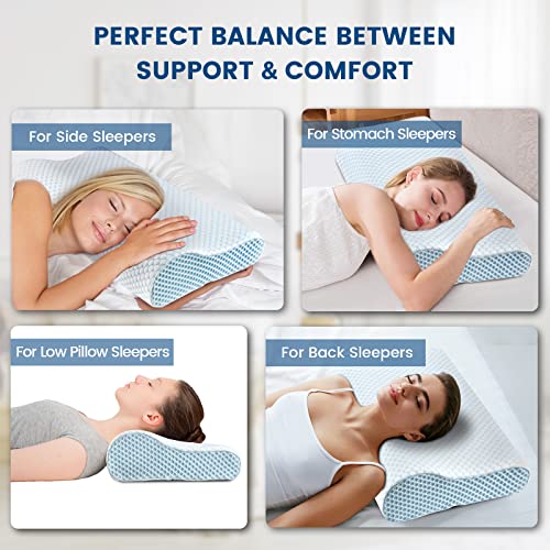 Neck Pillow Memory Foam Pillows for Sleeping (Blue)