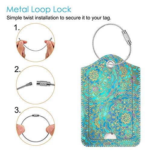 Luggage Tags Privacy Cover ID Label for Travel Bag Suitcase (Glass Blue)