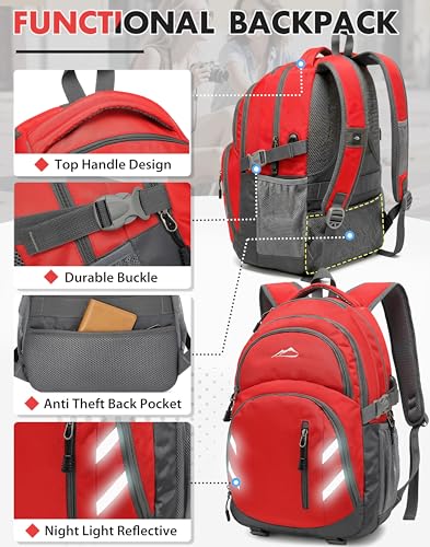 Extra Large Backpack Bookbag for College Laptop Travel (17 Inch / Strong Red)