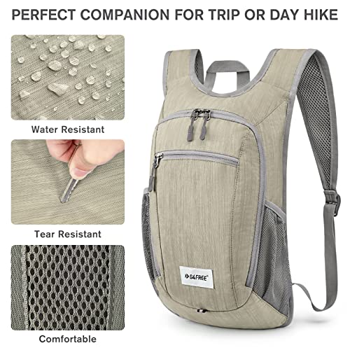 10 15L Small Rucksack Foldable Backpack Lightweight Packable Daypack Travel Outdoor Hiking Shoulder Bag (Beige / 15L)