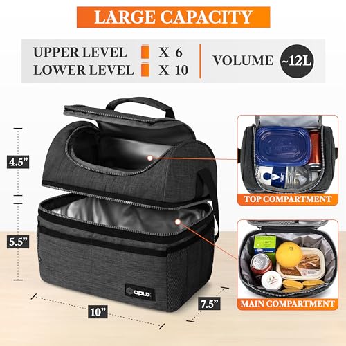 Insulated Lunch Bag for Men Women (Heather Charcoal)