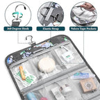 Hanging Toiletry Bag for Women Men Foldable Travel Organizer Floral (Grey Floral)