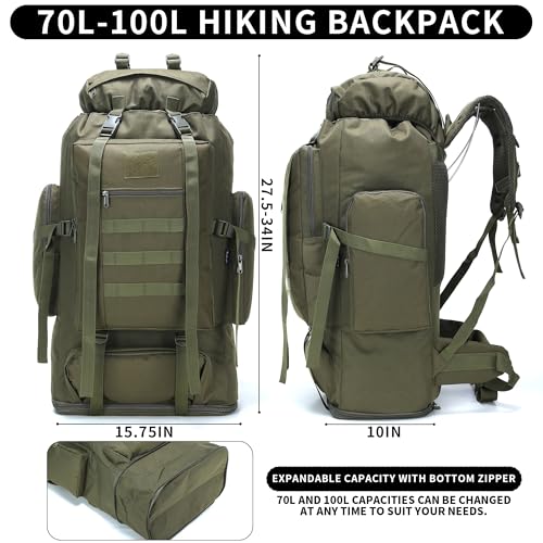 Hiking Backpack for Men 70L (100l-olivegreen)
