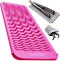 Resistant Silicone Mat Pouch for Hair Straightener Professional Beach Wave Curling Iron 2 in 1 (Rose Red)