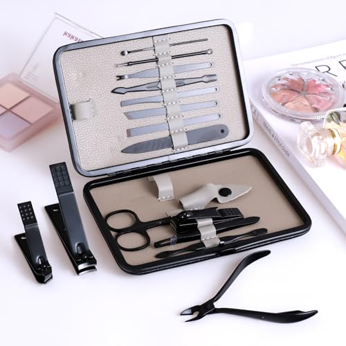 High Precision Stainless Steel Nail Clippers Set (Light Gray 15 Pieces)