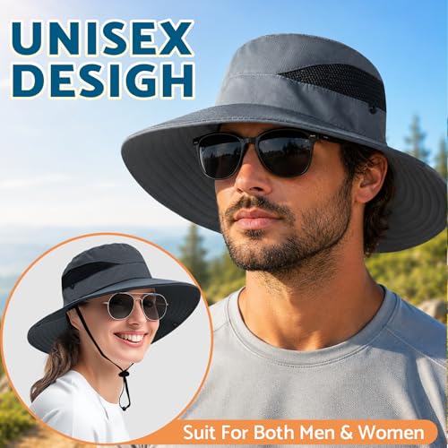 Sun Hats for Men Women Wide Brim Bucket Hat Beige (Beige (With Mesh))