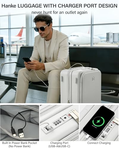 20 Inch Expandable Carry On Luggage 22x14x9 Airline Approved (Smoke White / 20 Inch EXT)