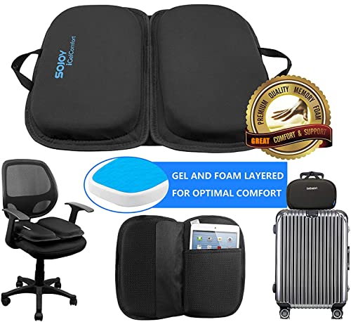 iGelComfort 3 in 1 Foldable Gel Seat Cushion Featured with Memory Foam (Black)