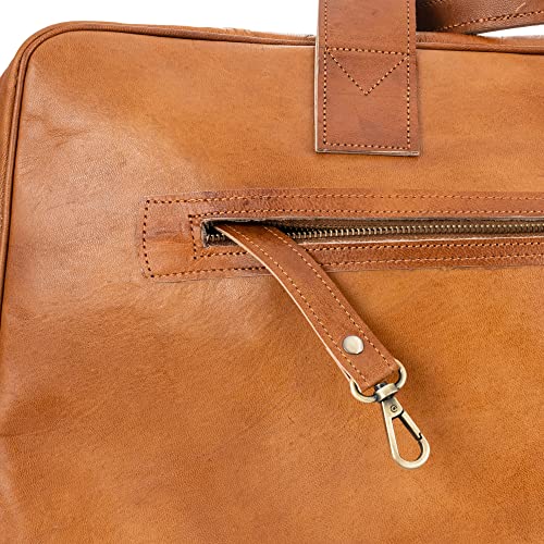 Vintage Full Grain Leather Duffle Bags Men Austin XL (Brown XL)