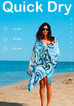 Microfiber Beach Towel (2 Pack Turtle Blue Turtles / 32x71 Inch)