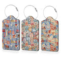 3 Pack Luggage Tag for Suitcase (Travel Stamp)