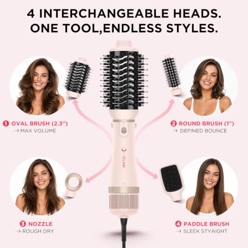 4 in 1 Blow Dryer Brush Set with Cool Shot Button (Pink)