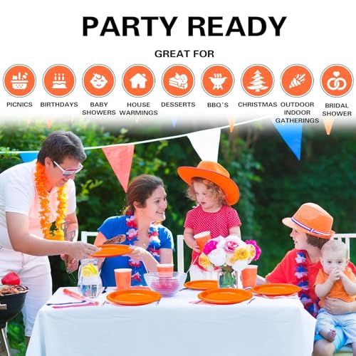 50 Pcs Orange Plastic Plates (Orange / 50 Pcs)