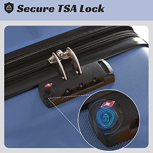 28" Expandable Checked Luggage Hardshell Suitcase with TSA Lock (Blue Single / 28 Inch)
