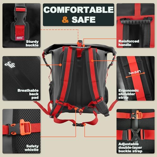 Waterproof Backpack Dry Bag 25L (Black Red / 85L)