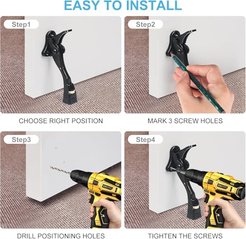 3 Packs Heavy Duty Kickdown Door Stopper (Black / 4 inch x 3pack)
