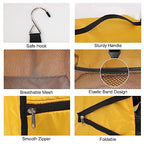 Travel Portable Hanging Shelves Closet Organizer Packing Luggage Storage with Multifunctional and Foldable Invisible Compartment (Yellow / X-Large)