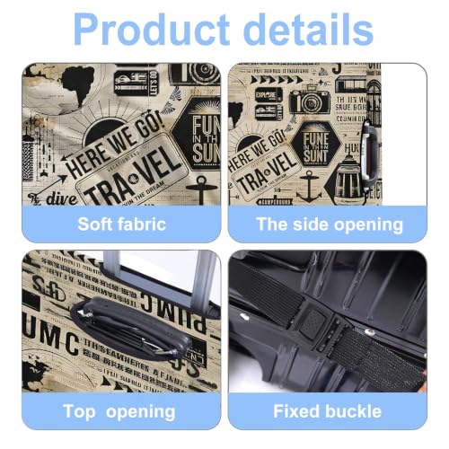 Luggage Cover Washable Suitcase Protector Anti (Travel Collage / S(fits 20-22inch suitcase))