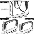 6 Packs Clear Makeup Bags (Black-6PCS (Large+Medium+Small))