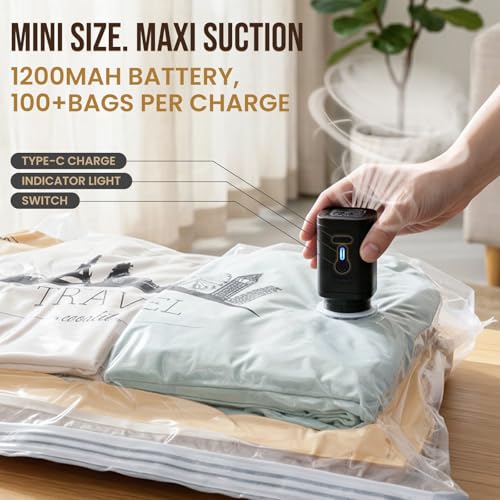 Vacuum Storage Bags with Rechargeable Pump (16 Travel)