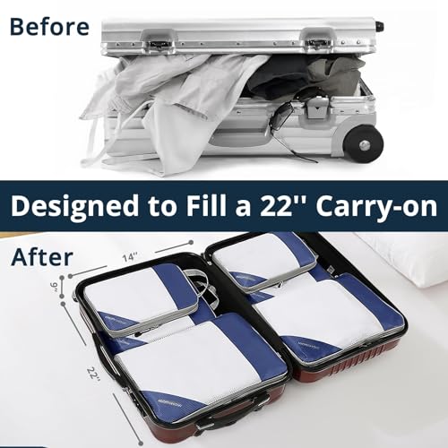3 Set Compression Packing Cubes for Travel (Navy / 3 pcs)