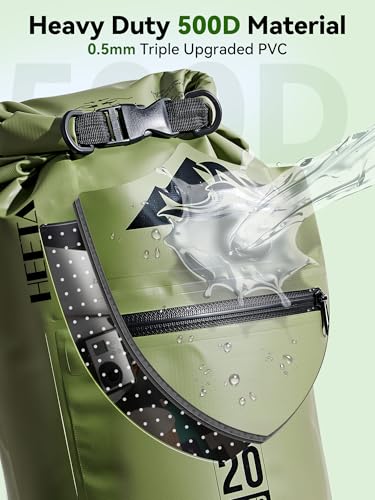 Waterproof Dry Bag Backpack with Zippered Pocket (Green / 40L)