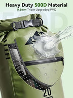 Waterproof Dry Bag Backpack with Zippered Pocket (Green / 40L)