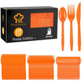 90 Pieces Fall Thanksgiving Plastic Cutlery Set (Orange)