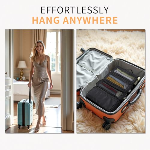 Suitcase Organizer Travel Bags Organizer for Luggage Compression Hanging Packing Cubes for Travel Carry on Closet (Medium / Black)