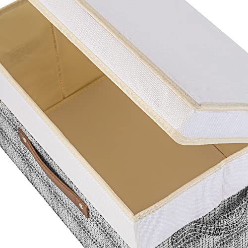 Collapsible Storage Bins with Lids (5 pack / Gray & White)